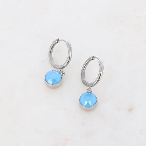 Earrings, BOHM PARIS|Boucles Silas with crystal summer blue rhodium