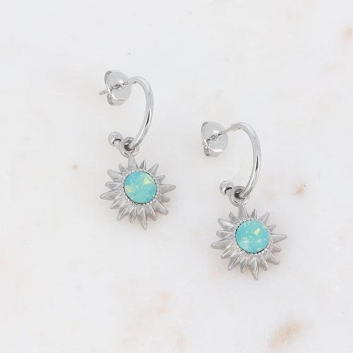 Earrings, BOHM PARIS|Boucles Soleil Rhodium -pacific opal