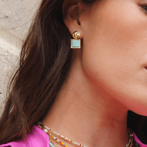 Earrings, BOHM PARIS|Boucles Maude - sable bleu