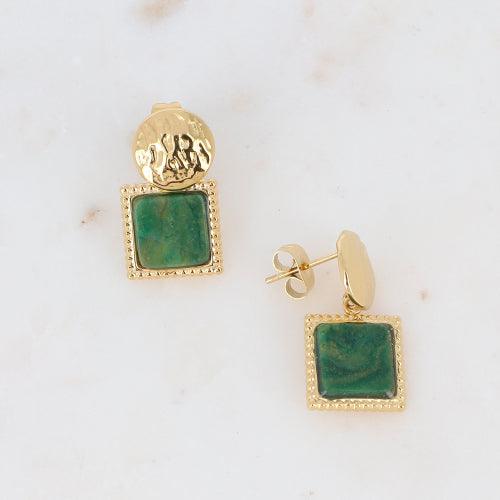 Earrings, BOHM PARIS|Boucles Maude - green jasper