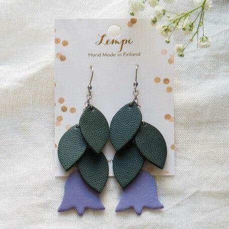 LEMPI earrings, Frida (green, dark lavender)