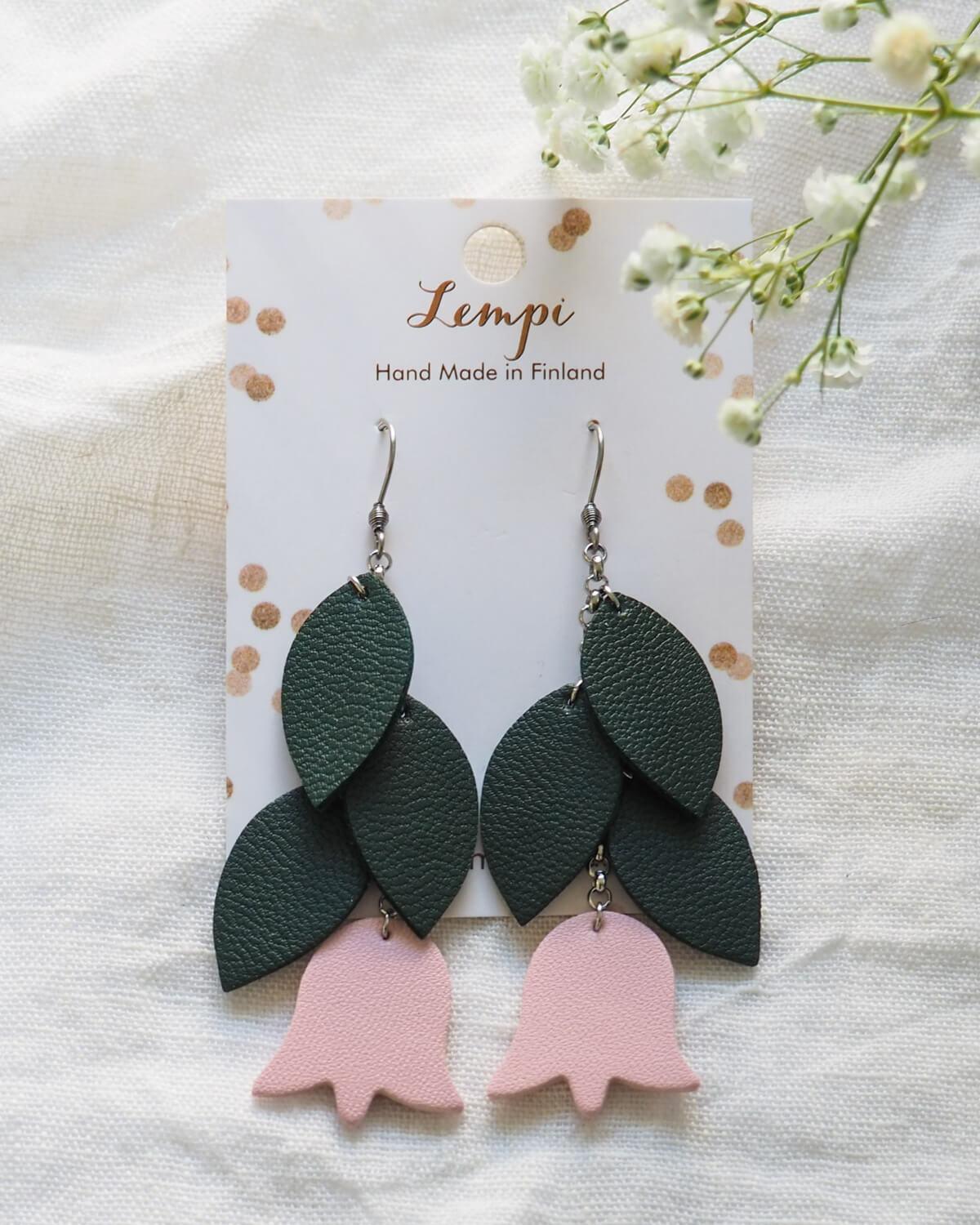 LEMPI earrings, Frida (green, pink)