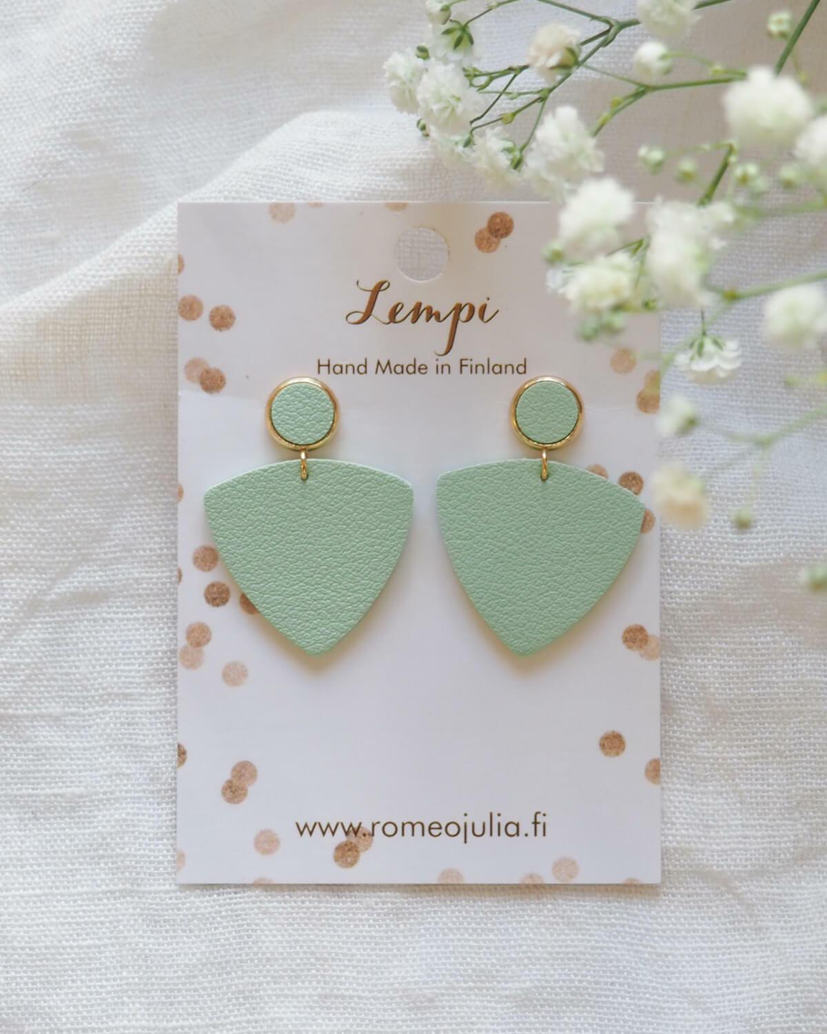 LEMPI earrings, Alisa (mint green/steel or gold)