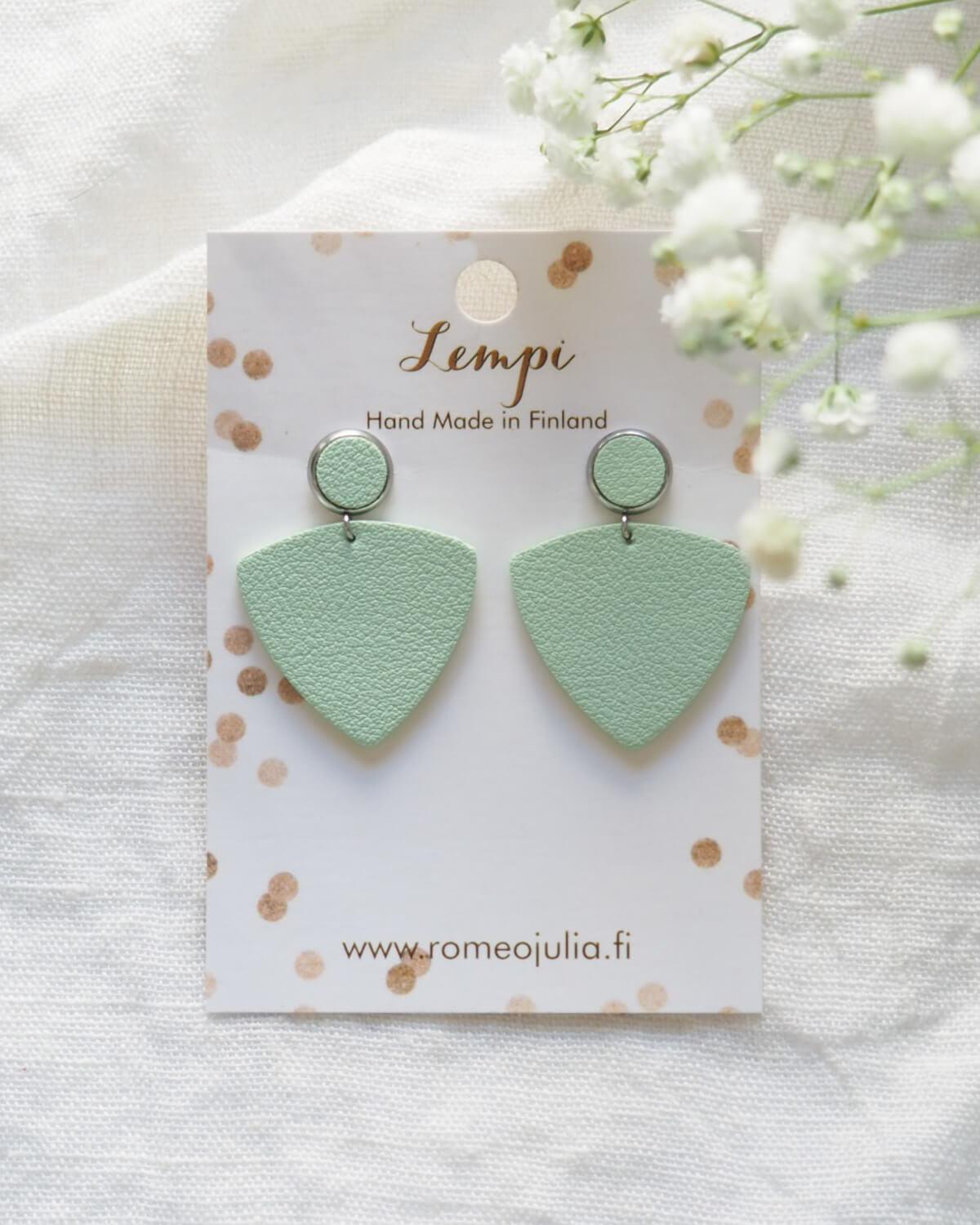 LEMPI earrings, Alisa (mint green/steel or gold)