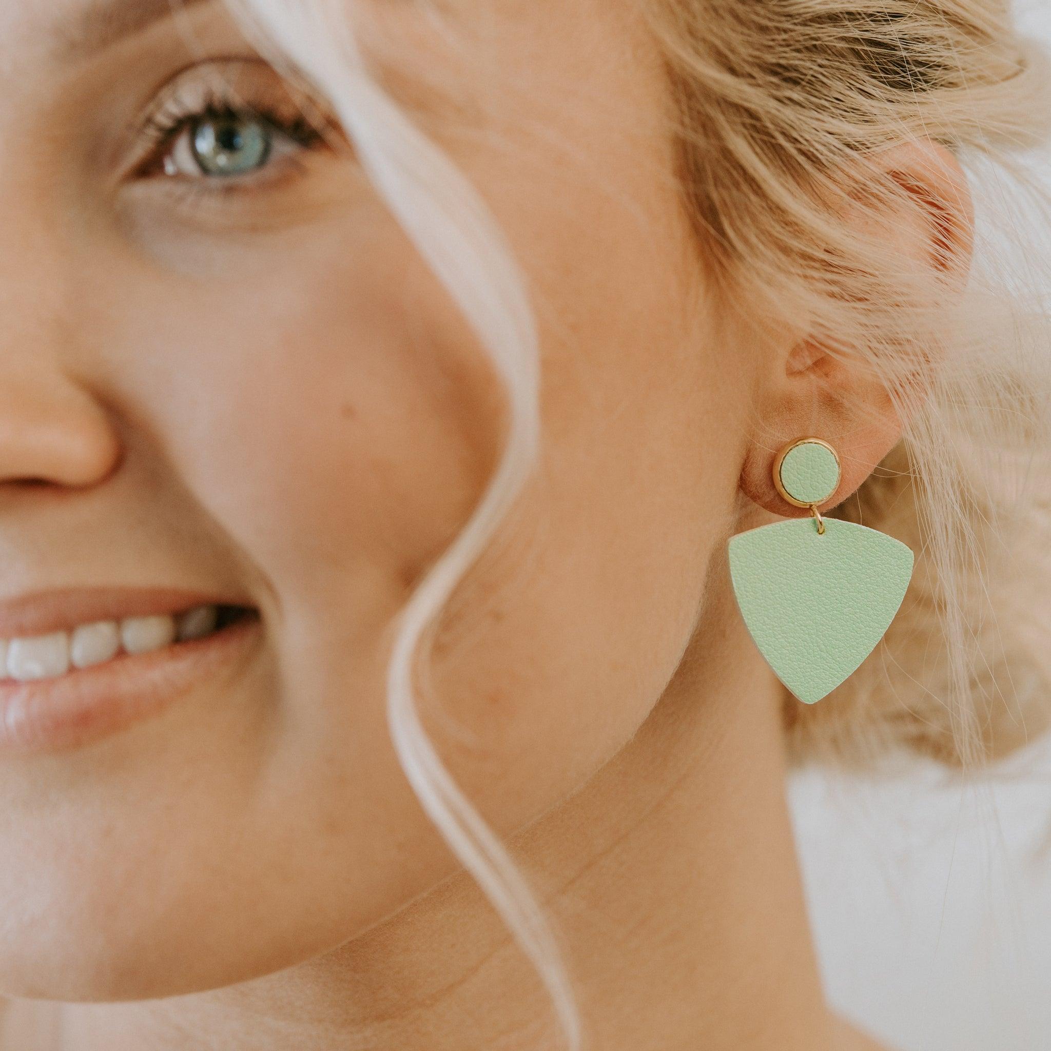 LEMPI earrings, Alisa (mint green/steel or gold)