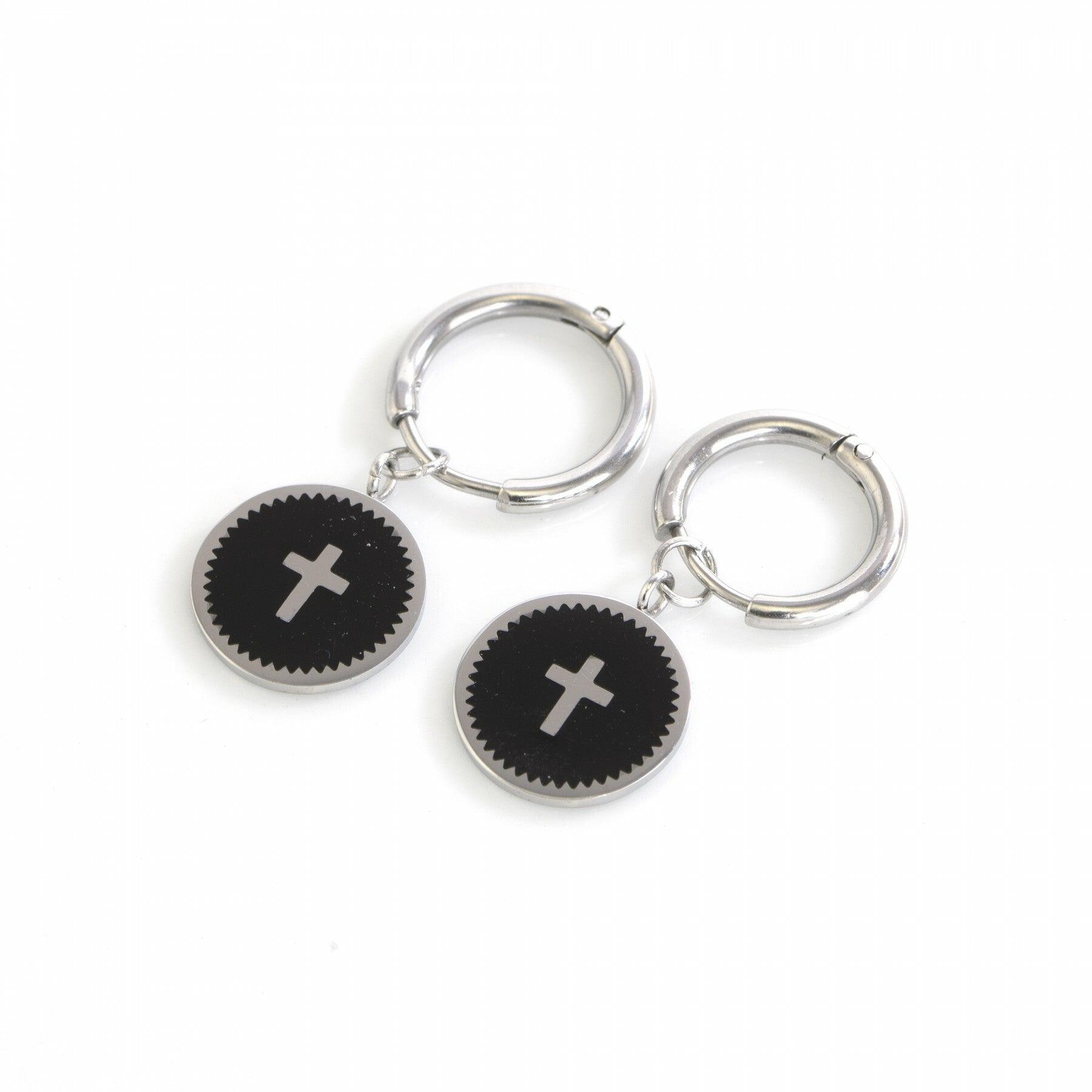 Surgical steel rings, Steel Hoops with Crosses