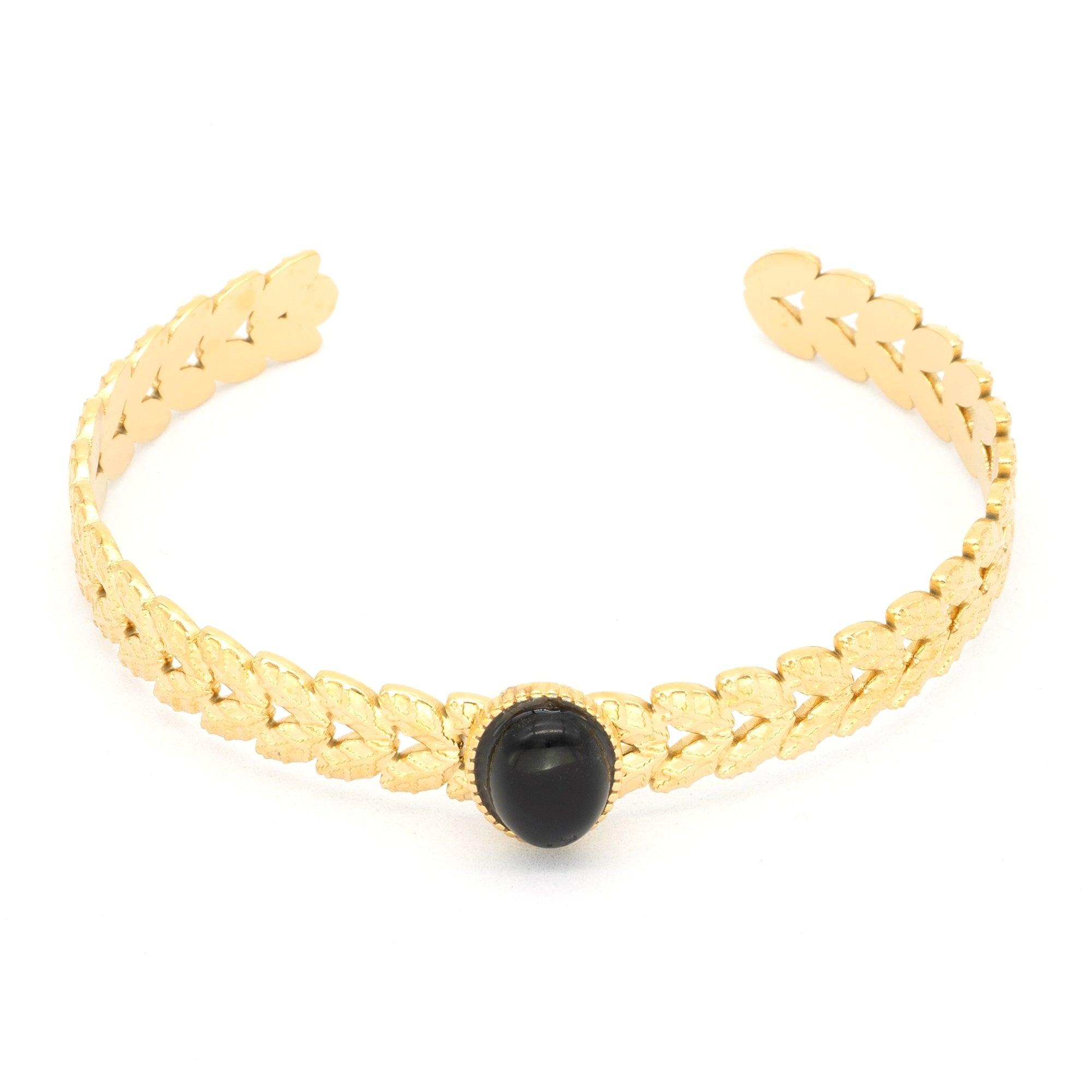 Kirurginteräsrannekoru, FRENCH RIVIERA|Goddess Bracelet with Onyx