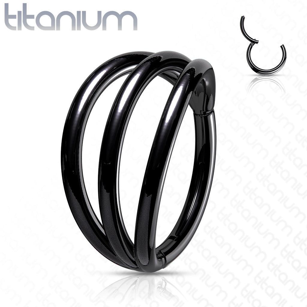 Piercing Ring, Implant Grade Titanium Triple Hoops in Black