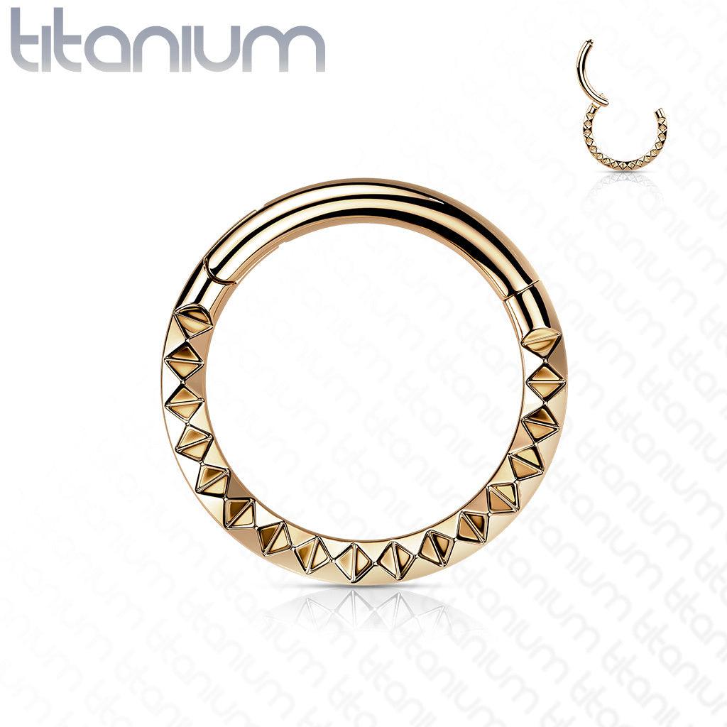 Piercing ring 1.2mm, Titanium Front Pyramid Cut Hoop in Rosegold