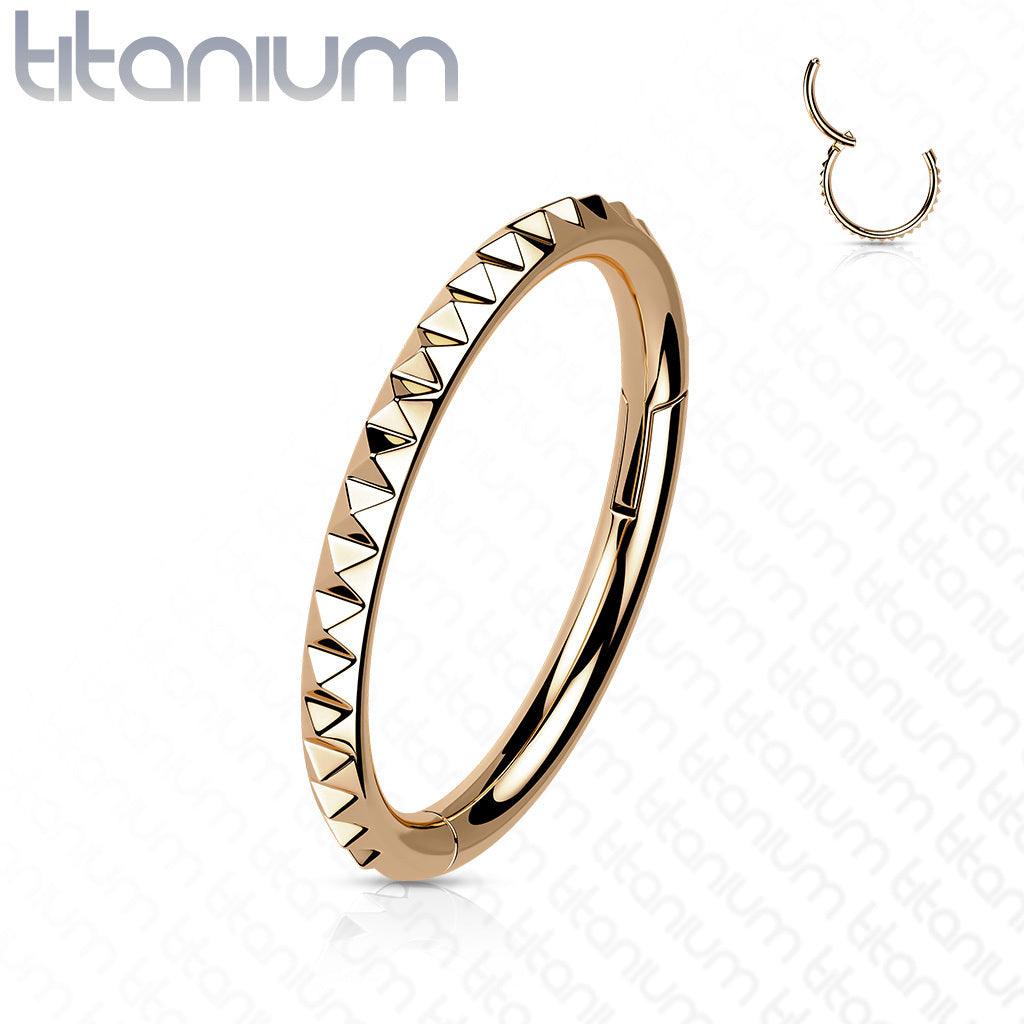 Piercing Ring, Implant Grade Titanium Pyramid Cut Hoop in Rosegold