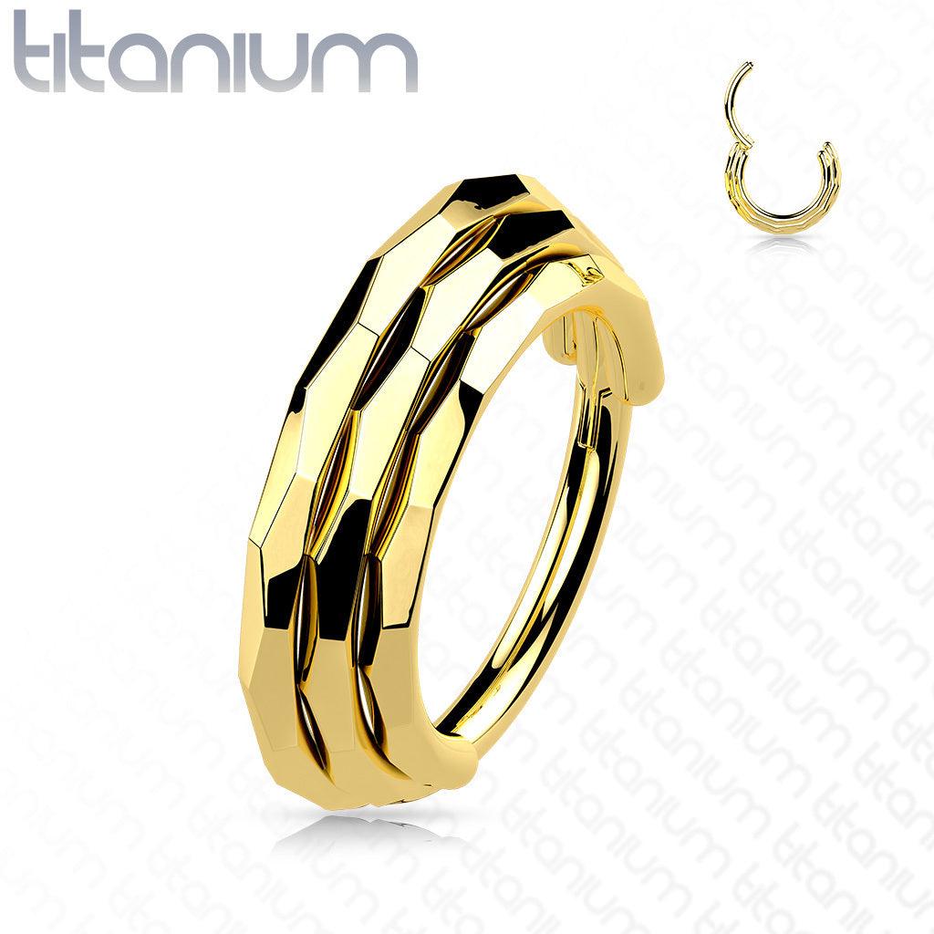 Piercing ring, Implant Grade Titanium Triple Lined Hoop in Gold