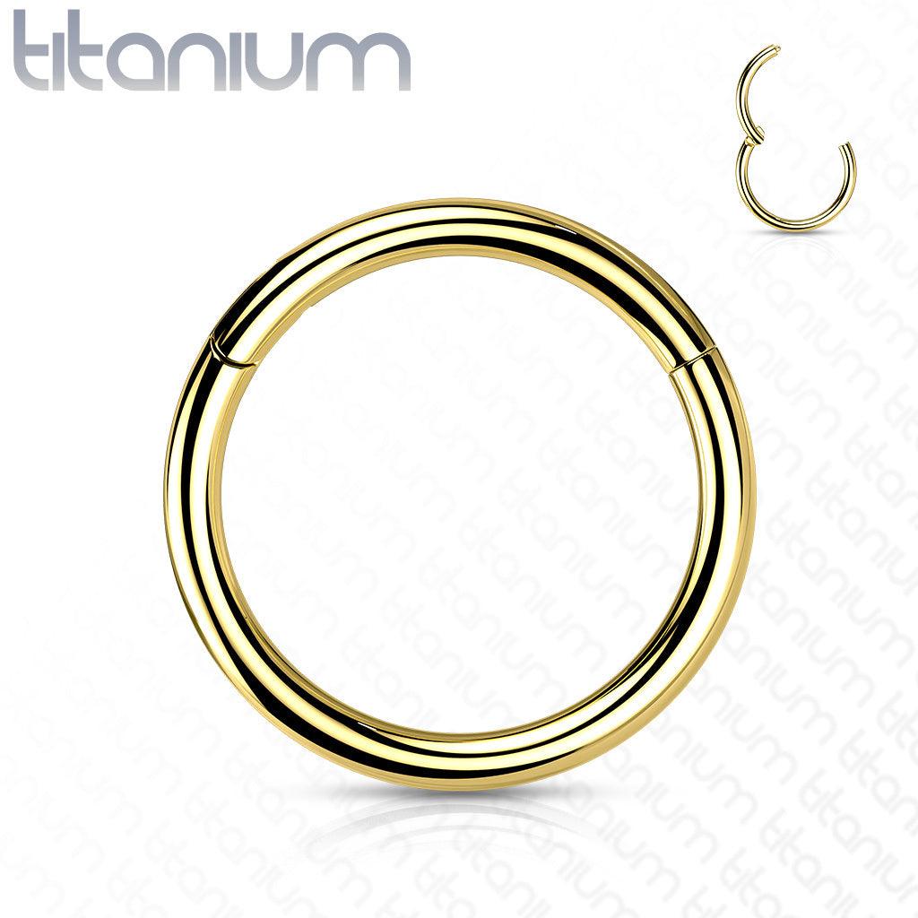 Piercing ring, Implant Grade Titanium Hinged Ring in Gold 1.6mm