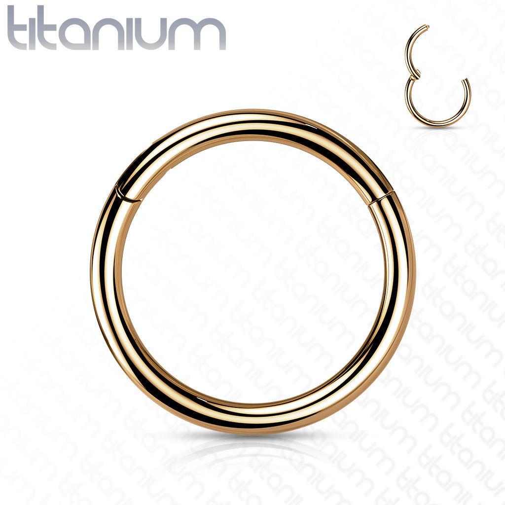 Piercing ring, Implant Grade Titanium Hinged Ring in Rosegold