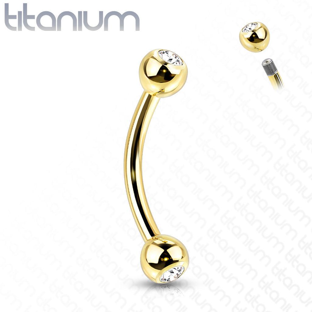 Bananabell/curved pin 1.2mm|Titanium Double Gem Curved Barbell