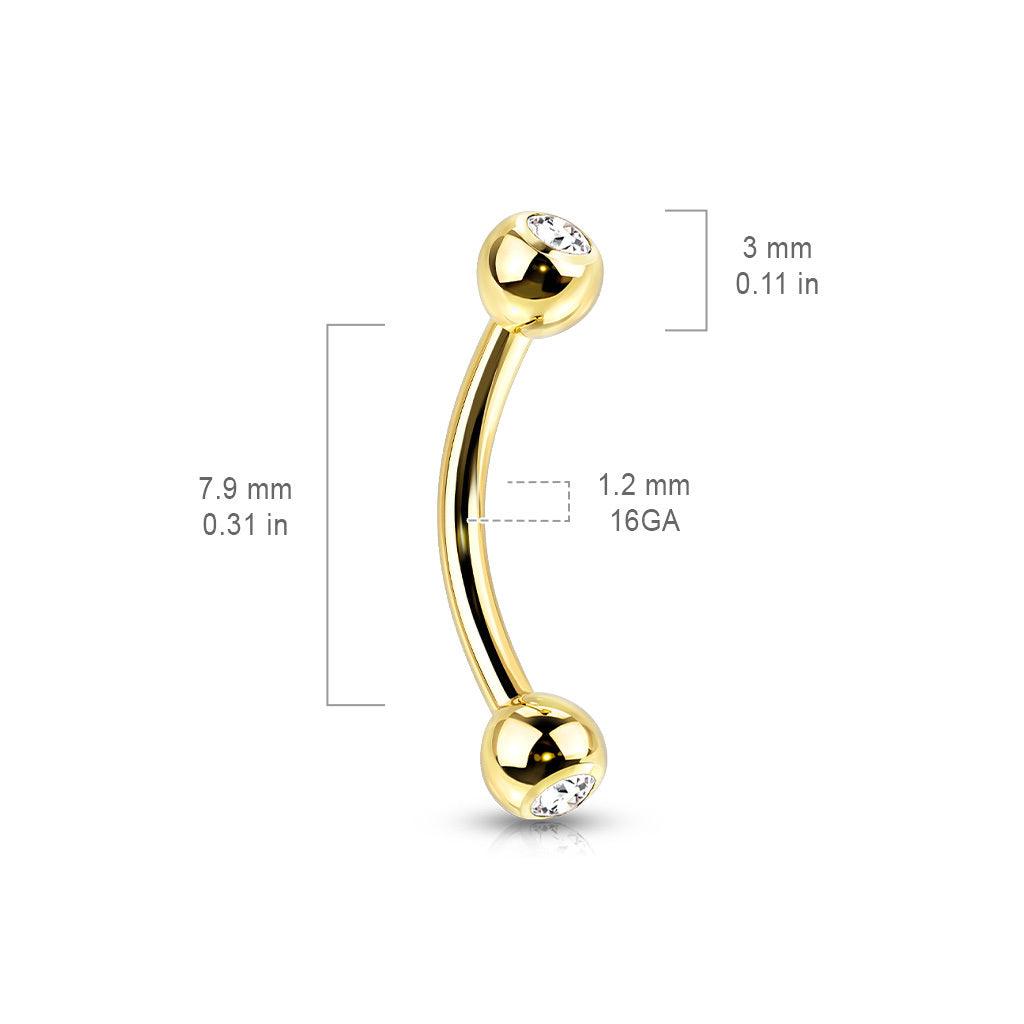 Bananabell/curved pin 1.2mm|Titanium Double Gem Curved Barbell