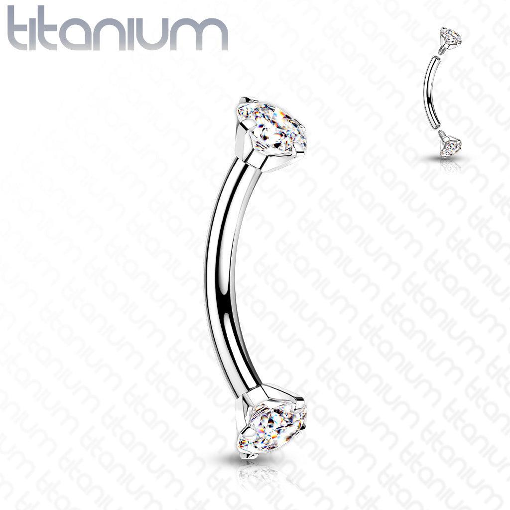 Bananabell/curved barbell 1.2mm|Titanium CZ Curved Barbell