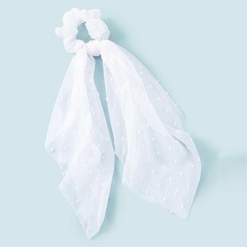 Donitsi/Scrunchie|SUGAR SUGAR, White Polkadot Bowtie Scrunchie