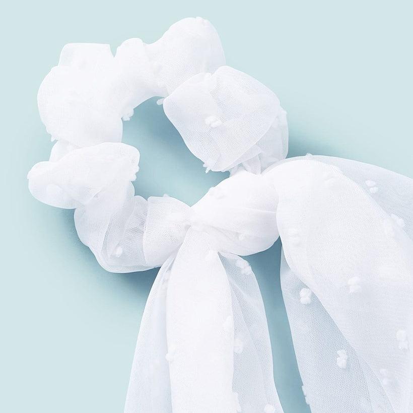 Donitsi/Scrunchie|SUGAR SUGAR, White Polkadot Bowtie Scrunchie