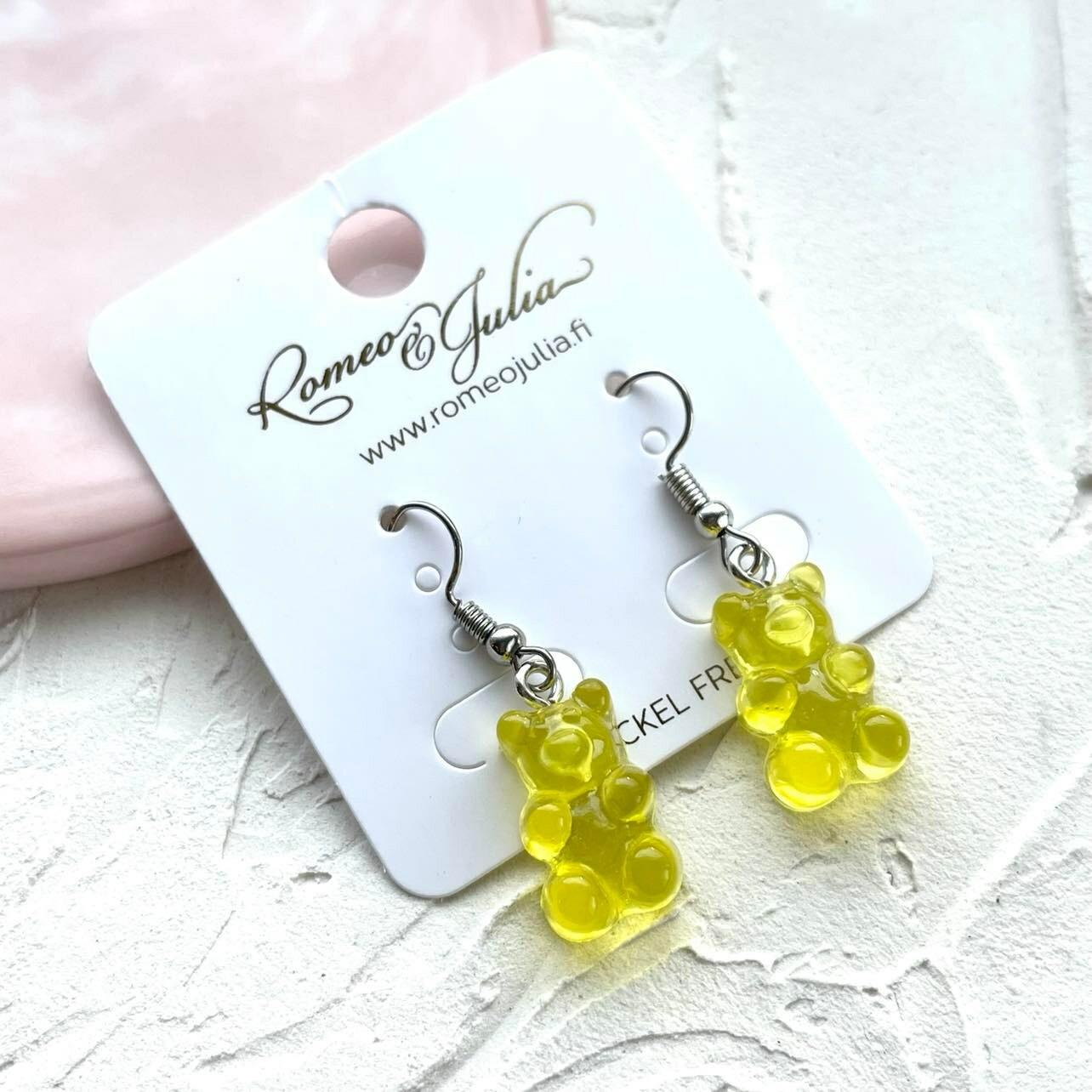 Earrings, Light Yellow Gummy Bear