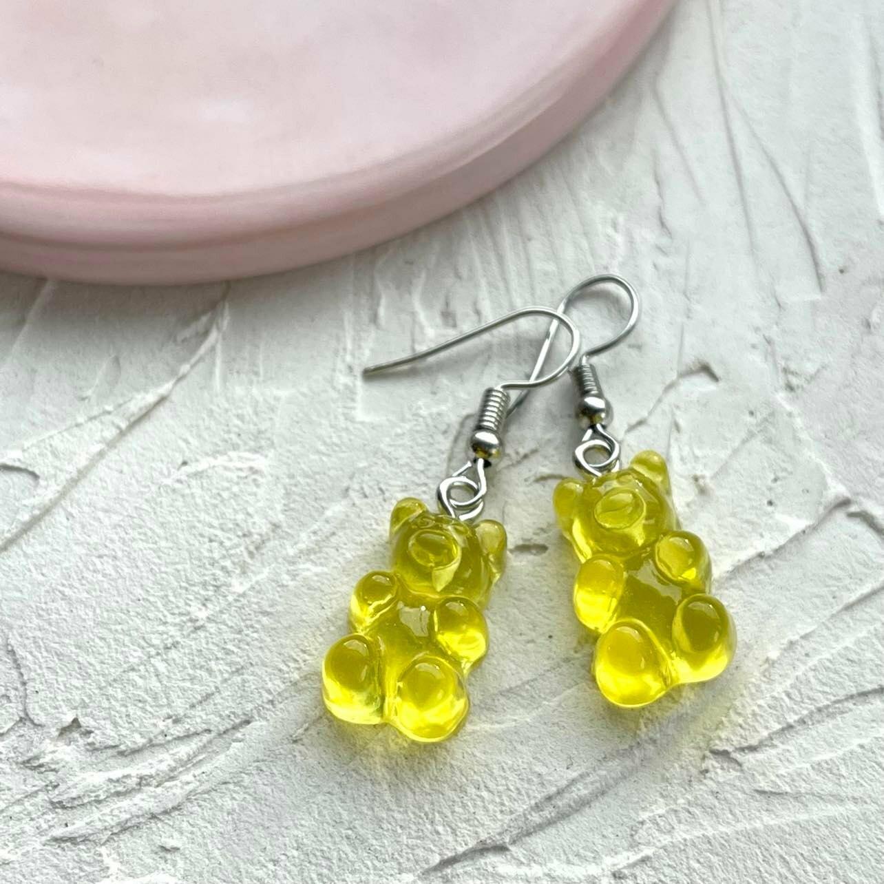 Earrings, Light Yellow Gummy Bear