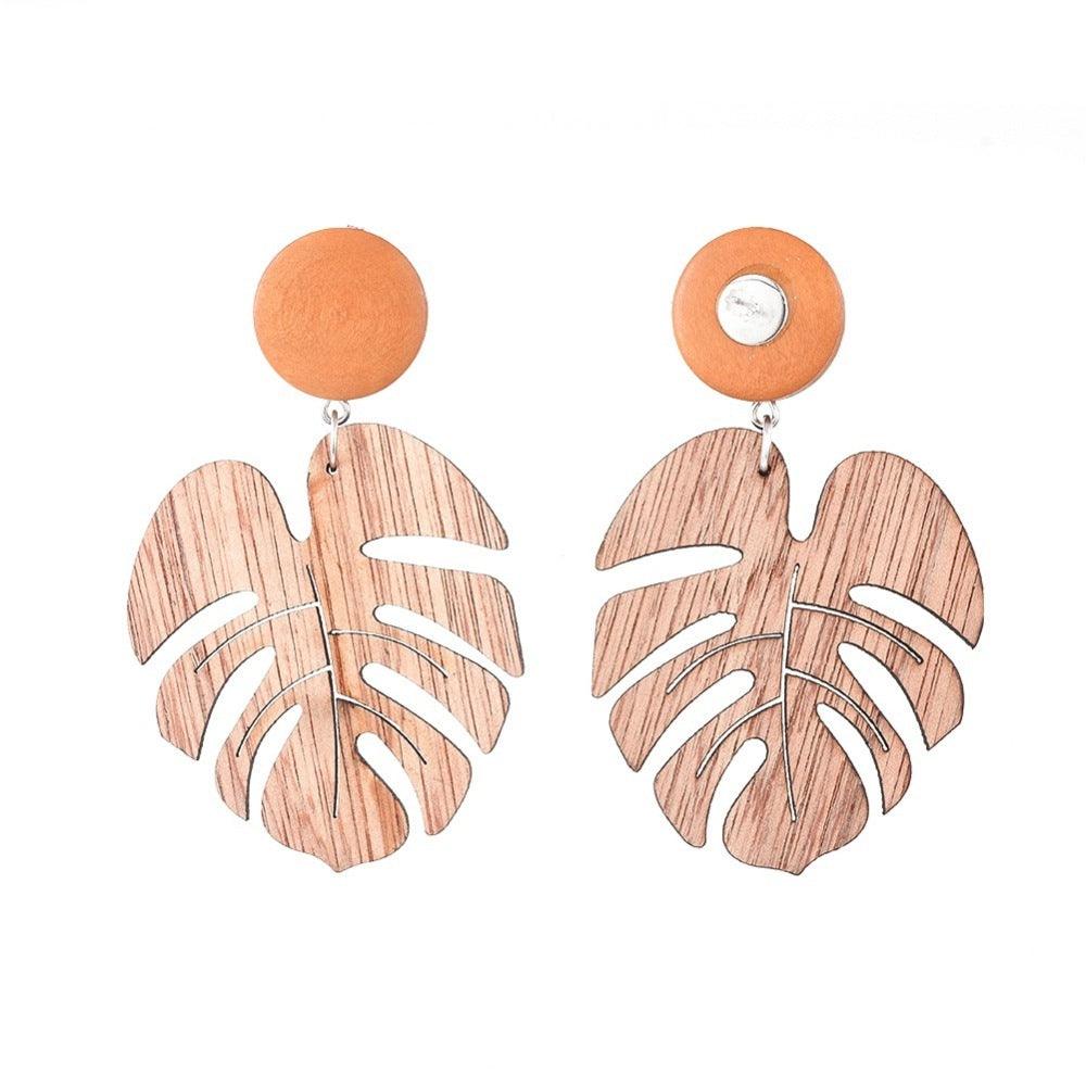 Earrings, FRENCH RIVIERA|Wooden troll leaves