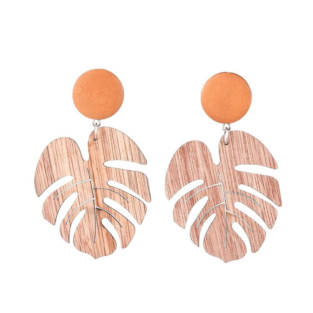 Earrings, FRENCH RIVIERA|Wooden troll leaves