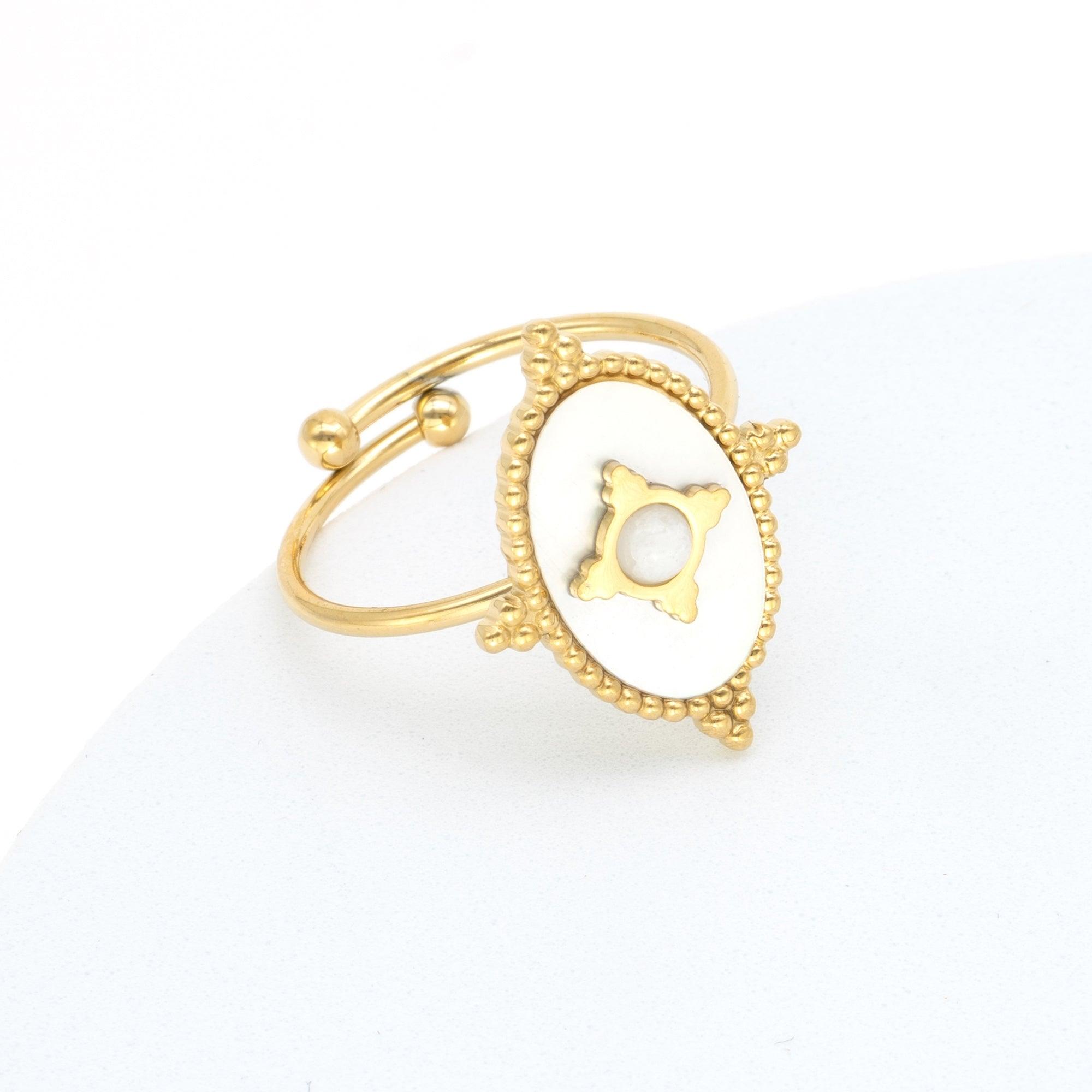 Surgical steel ring, FRENCH RIVIERA|Oval Gold Ring