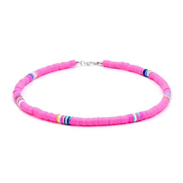 Necklace, FRENCH RIVIERA|Pink Surf Necklace -neon pink necklace