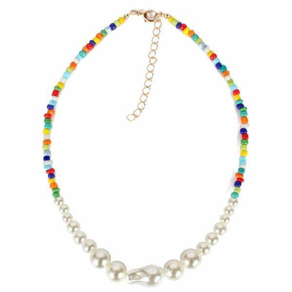 Necklace, FRENCH RIVIERA|Summer Necklace - colorful pearl necklace