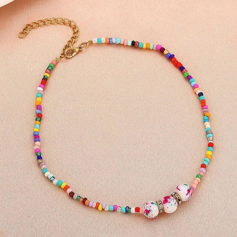 Necklace, FRENCH RIVIERA|Summer Fun Necklace - colorful pearl necklace