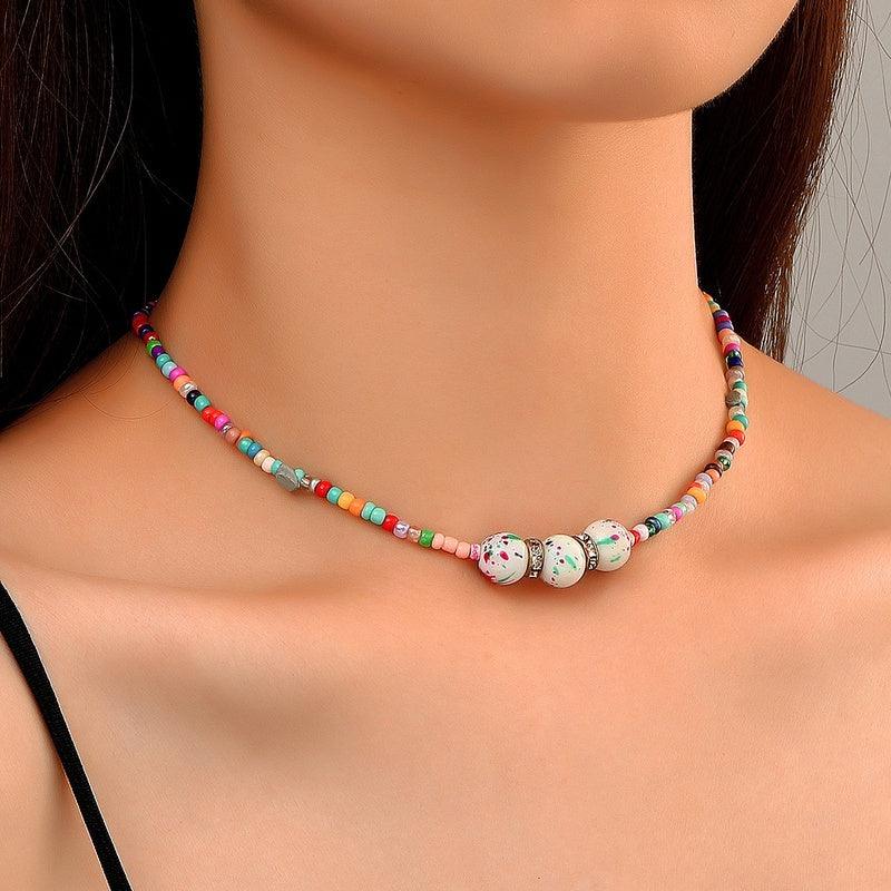 Necklace, FRENCH RIVIERA|Summer Fun Necklace - colorful pearl necklace