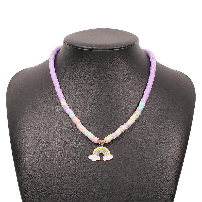 Necklace, FRENCH RIVIERA|Lavender Surf Necklace with Rainbow