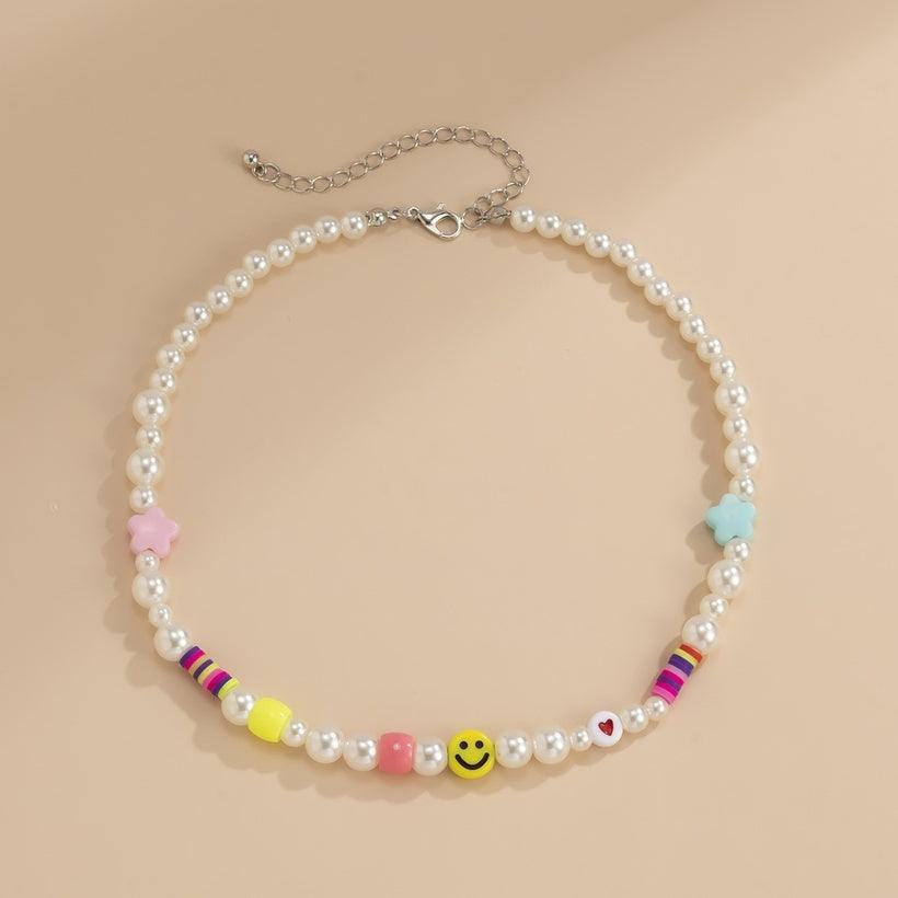 Necklace, FRENCH RIVIERA|Smiley Necklace with Pearls