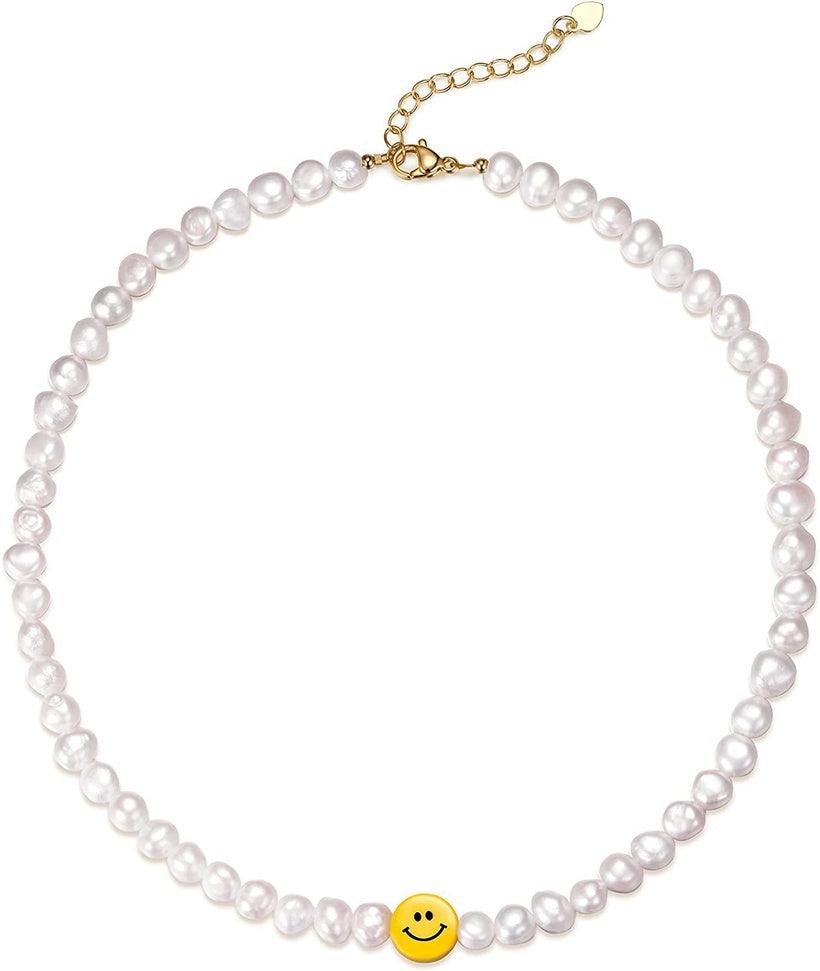 Necklace, FRENCH RIVIERA|Pearl Necklace with Smiley