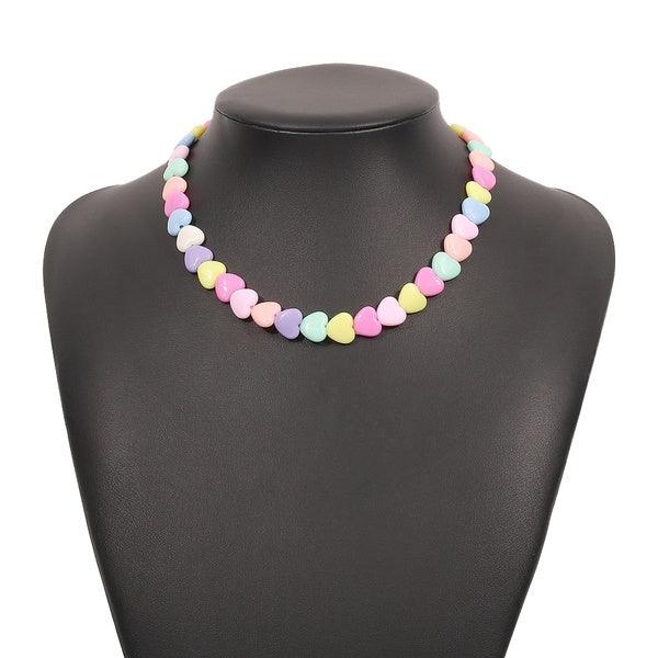 Necklace, FRENCH RIVIERA|Heart Necklace - pastel-colored heart jewelry