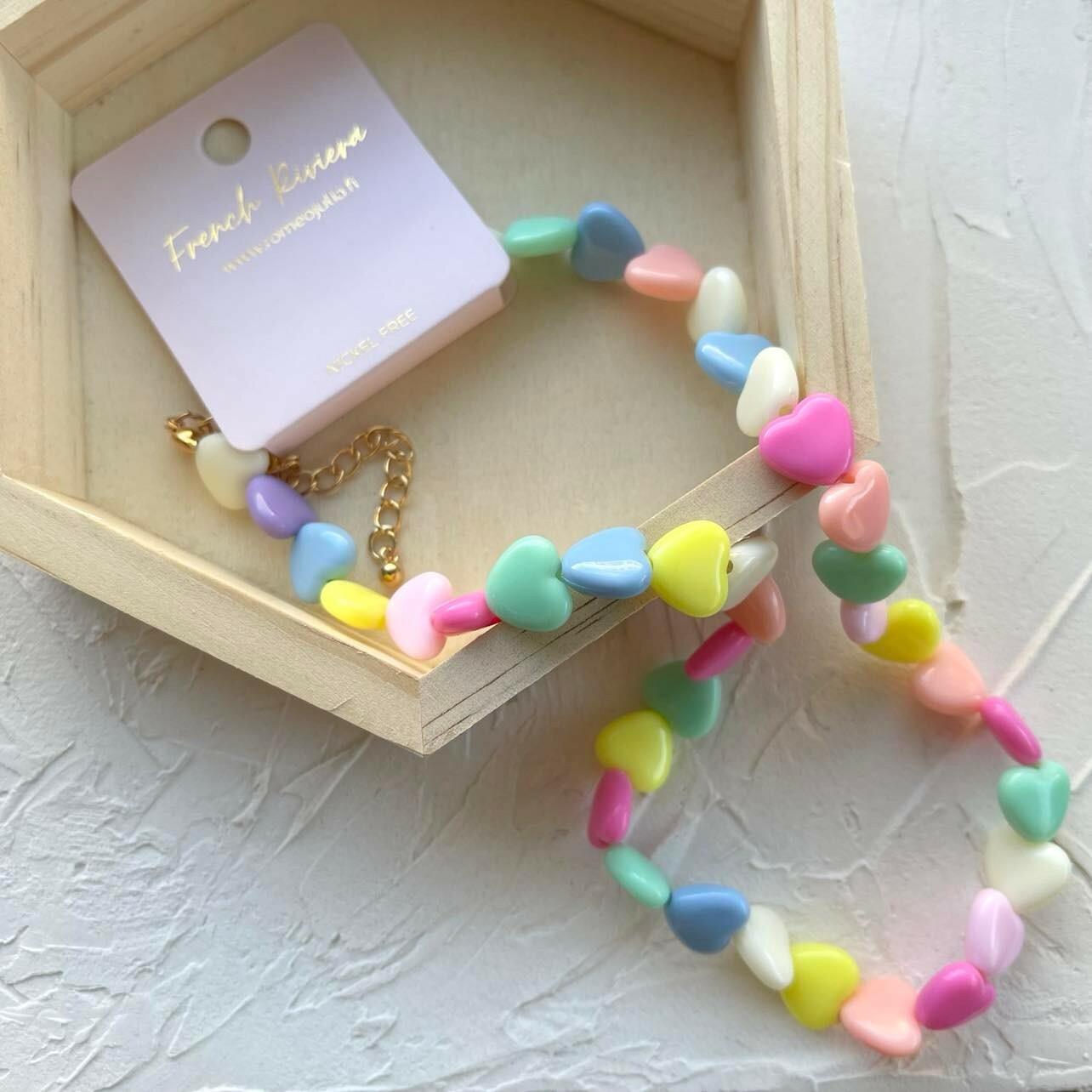 Necklace, FRENCH RIVIERA|Heart Necklace - pastel-colored heart jewelry