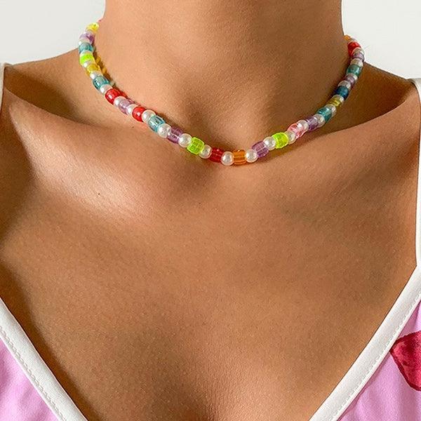 Necklace, FRENCH RIVIERA|Summer Pearls -pearl necklace with colored pearls