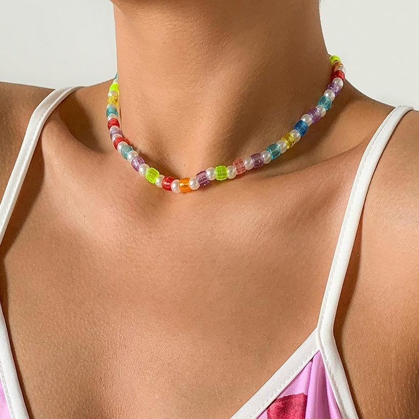 Necklace, FRENCH RIVIERA|Summer Pearls -pearl necklace with colored pearls