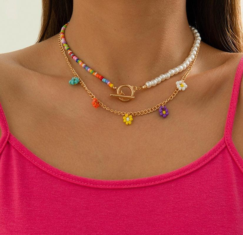 Jewelry set, FRENCH RIVIERA|Summer Set - colorful pearl necklaces