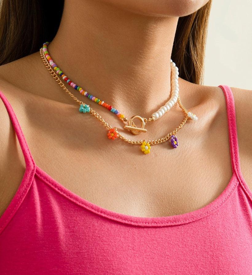 Jewelry set, FRENCH RIVIERA|Summer Set - colorful pearl necklaces