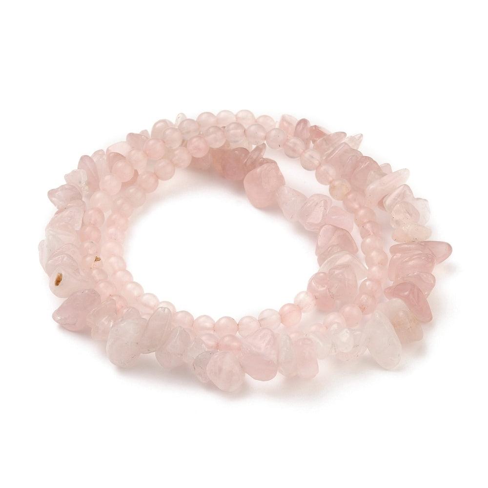 Bracelet, FRENCH RIVIERA|Flexible rose quartz bracelet