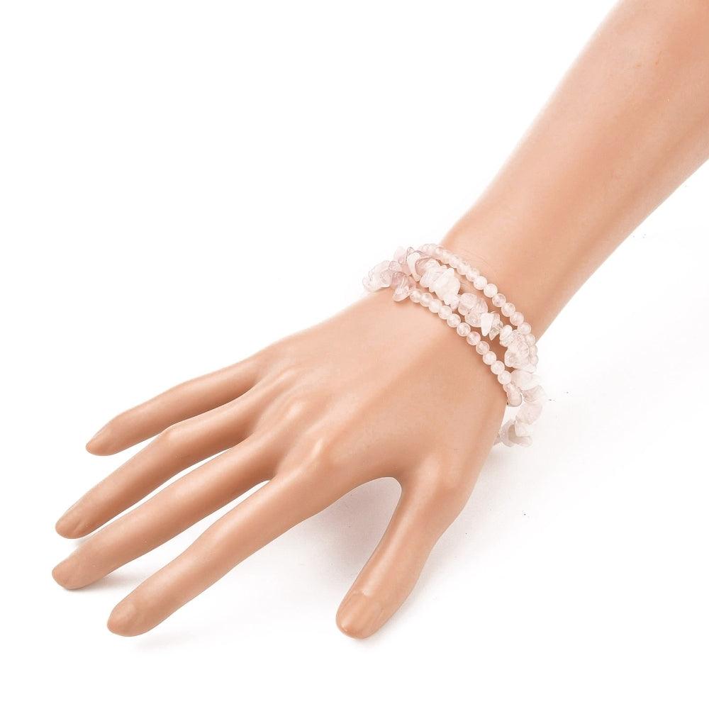 Bracelet, FRENCH RIVIERA|Flexible rose quartz bracelet