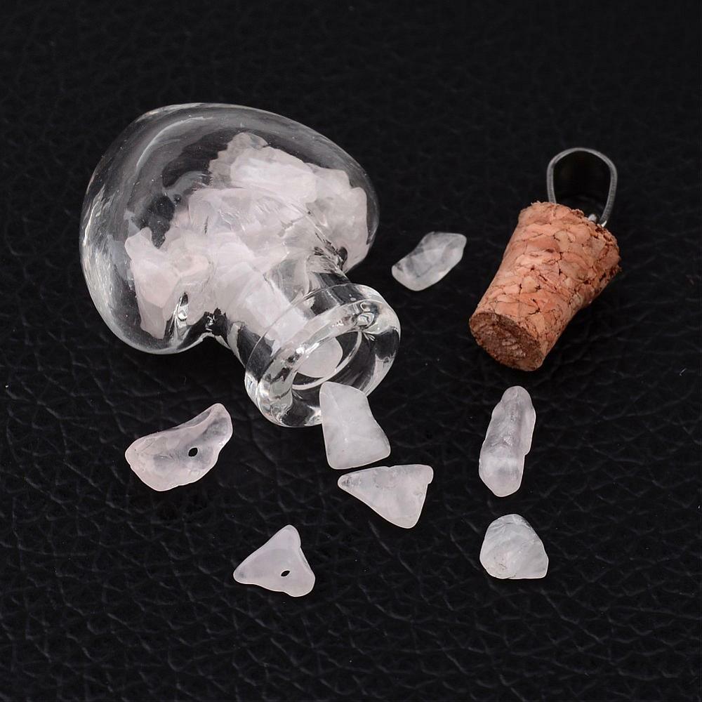 Natural stone pendant, NATURE COLLECTION|Rose quartz lucky stones in a bottle