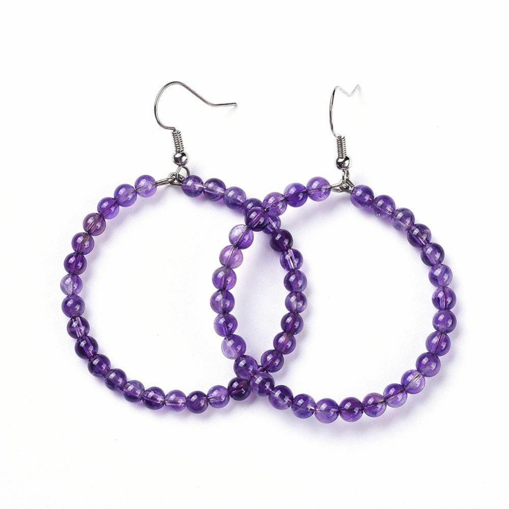 Earrings, NATURE COLLECTION|Amethyst hoop earrings