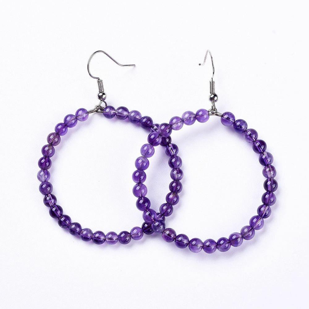 Earrings, NATURE COLLECTION|Amethyst hoop earrings