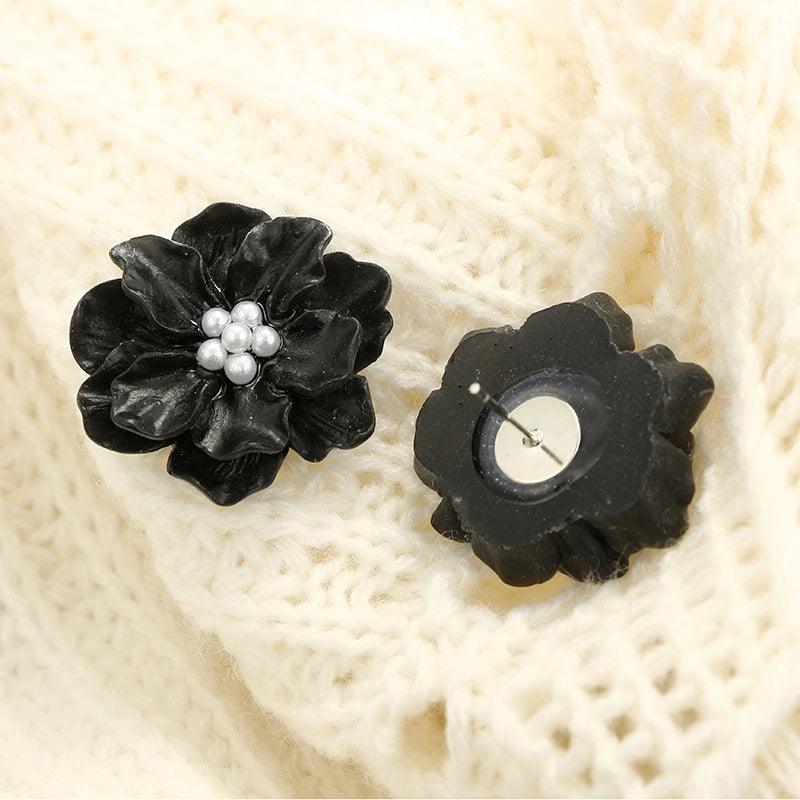 Flower earrings, FRENCH RIVIERA|Summer black flower earrings