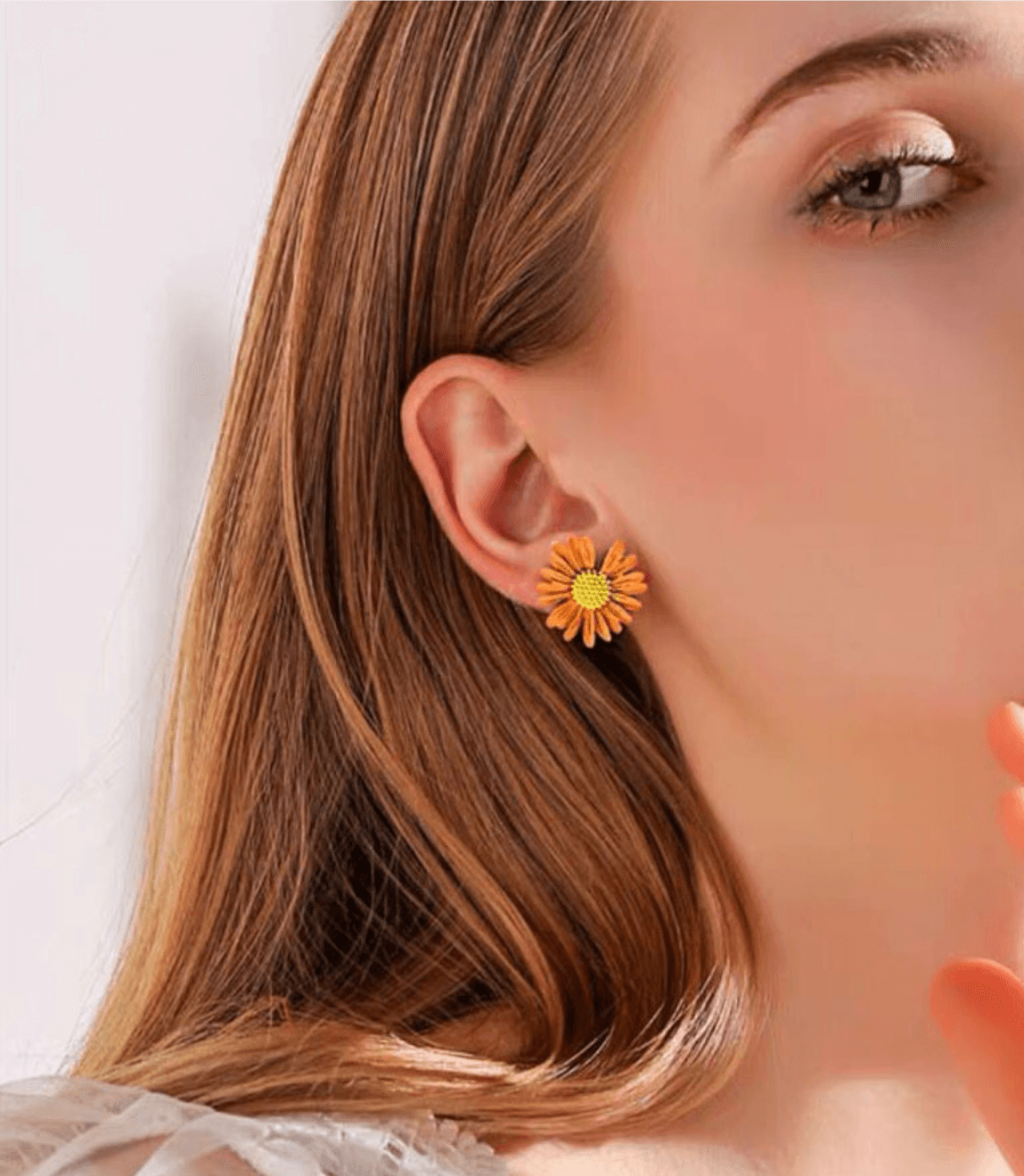 Flower earrings, FRENCH RIVIERA|Daisy green flower studs