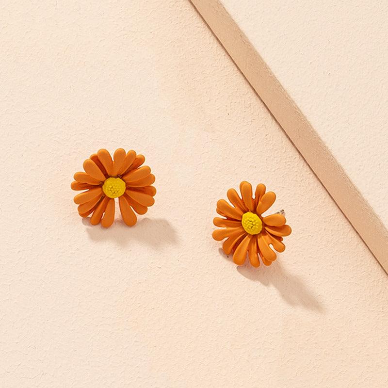 Flower earrings, FRENCH RIVIERA|Little Daisy -orange flower studs