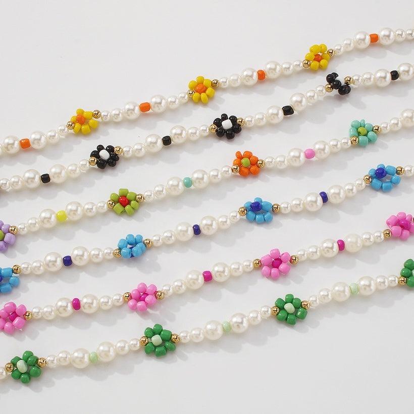 Necklace, FRENCH RIVIERA|Joy -multicolored flower necklace with beads