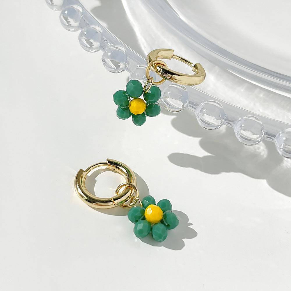 Earrings, FRENCH RIVIERA|Blossom green flower earrings